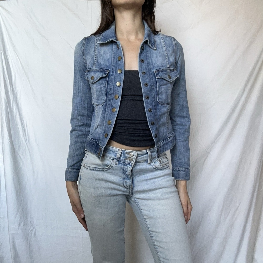 Current Elliot Distressed Denim Jacket Y2K Grunge Indie Tumblr